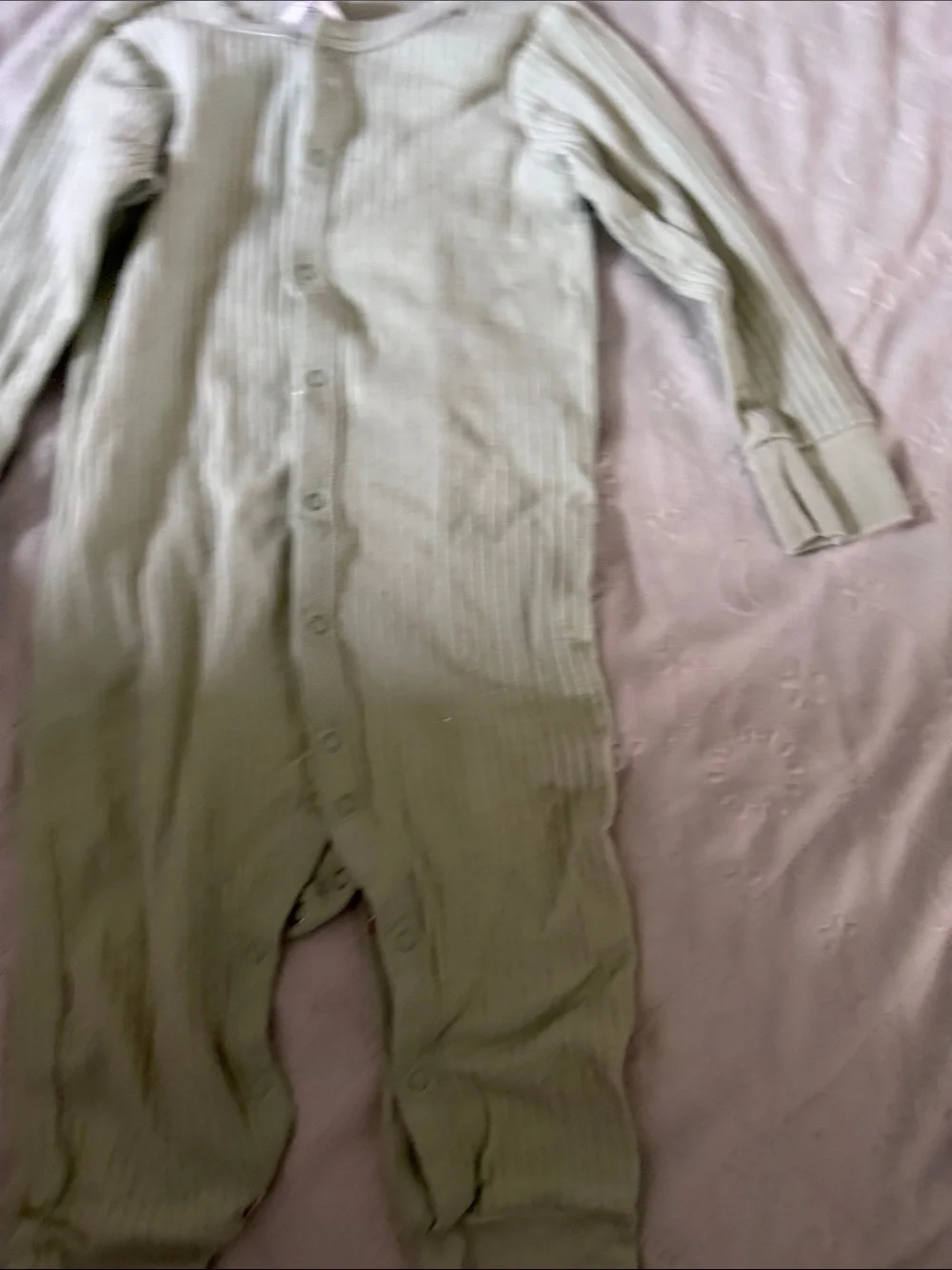 Kids Long-Sleeve One-Piece Set in Sage Green and Taupe 9-12 months